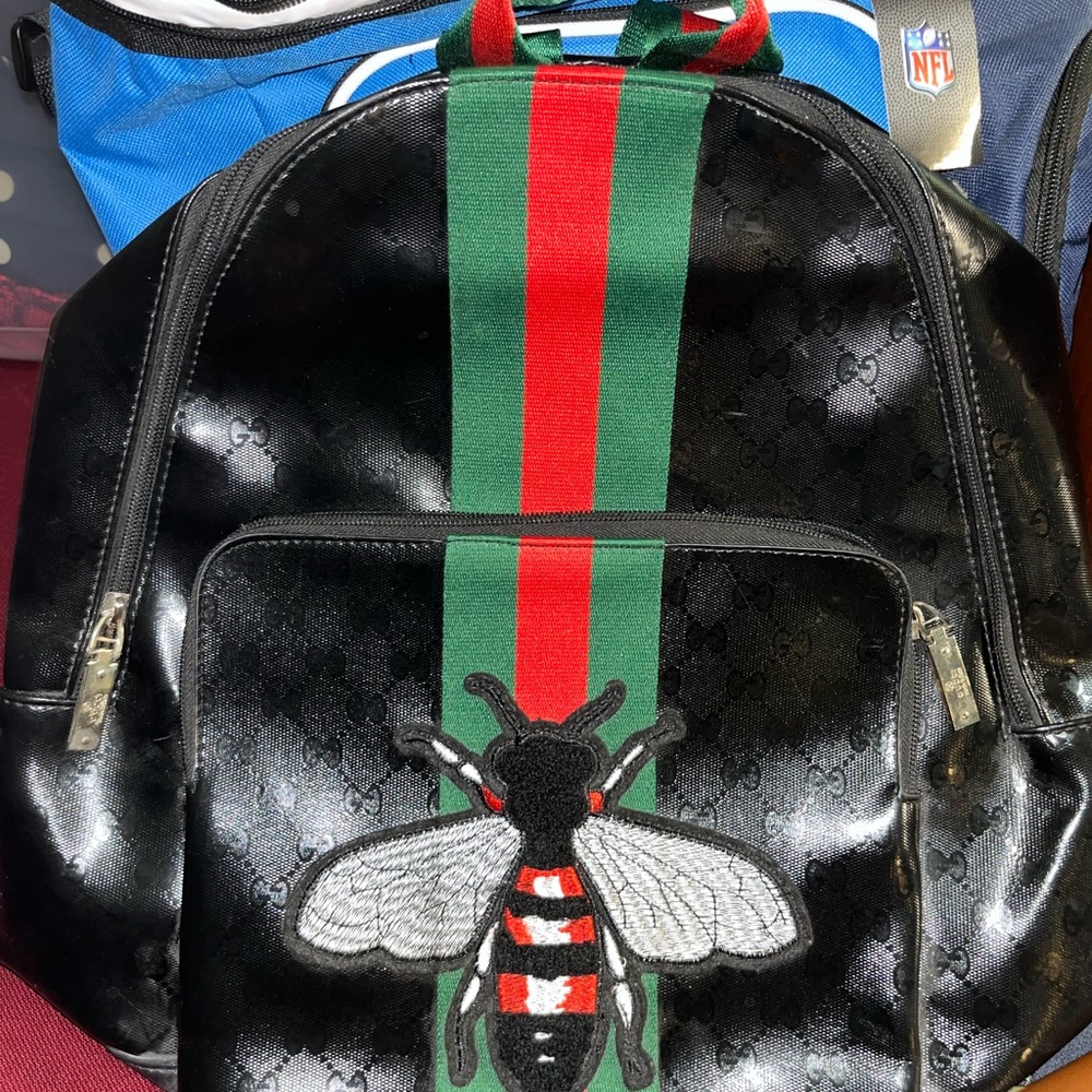Gucci Backpack - Black Designer Backpack with Bee Embroidery